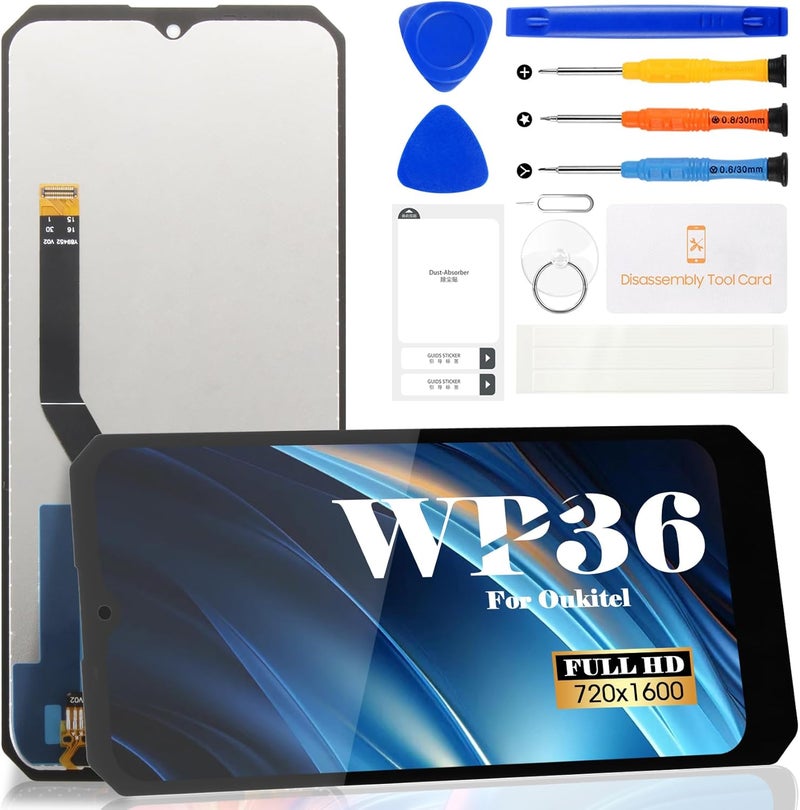 SRJTEK استبدال شاشة Oukitel WP36 لشاشة LCD Oukitel WP36 لمجموعة إصلاح شاشة اللمس Oukitel WP36 6.52 بوصة (أسود، إصدار أندرويد 13) - Image 1